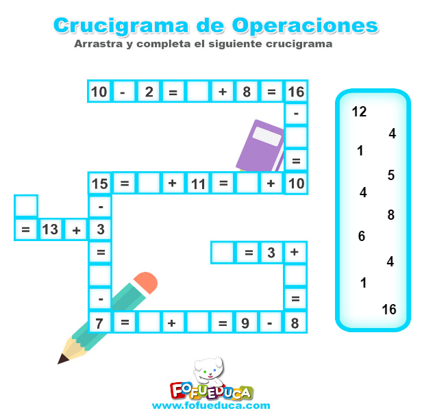 CRUCIGRAMA DE OPERACIONES