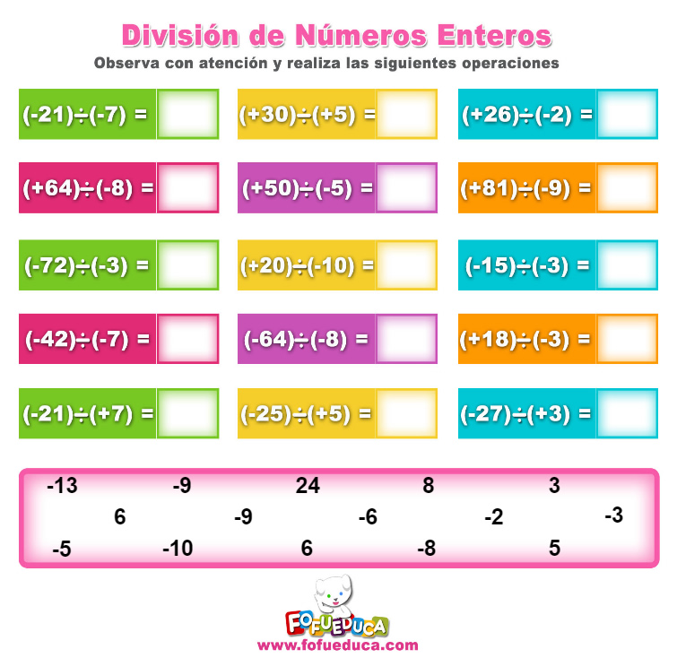 DIVISIÓN DE NÚMEROS ENTEROS