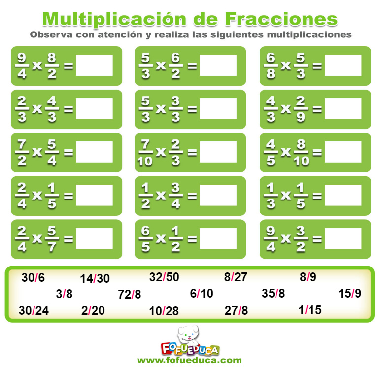 MULTIPLICACIÓN DE FRACCIONES