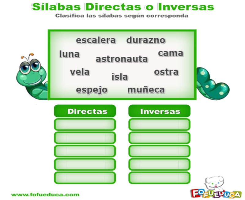 Sílabas directas o inversas