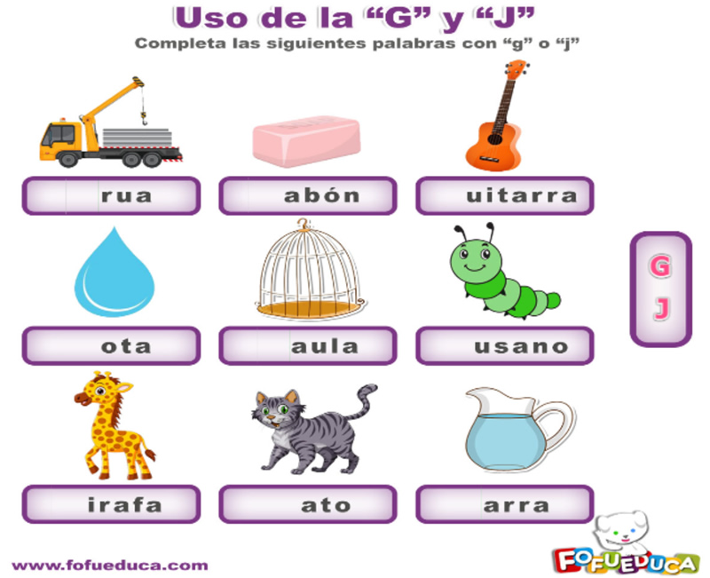 Uso de la G y J