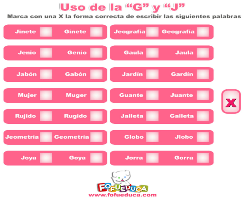 Uso de la G y J II